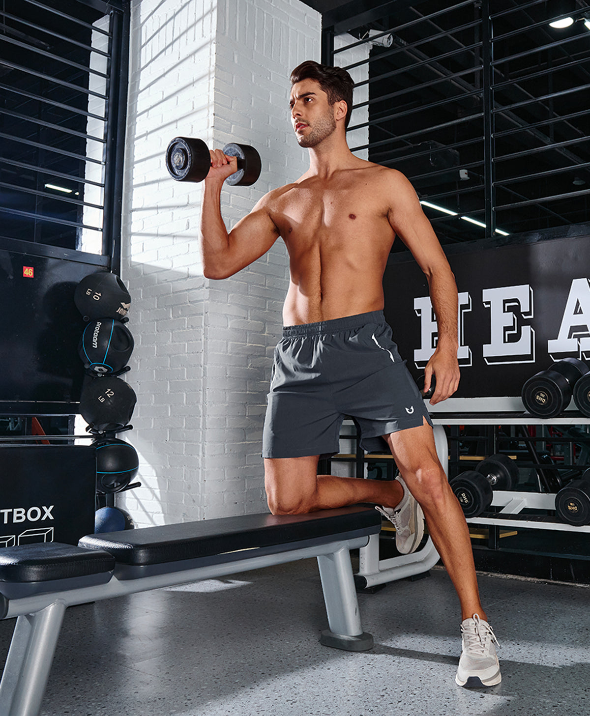 
Men's 5 Inch Inseam Workout Stretch Sweat Shorts for Cycling & Running — dark grey