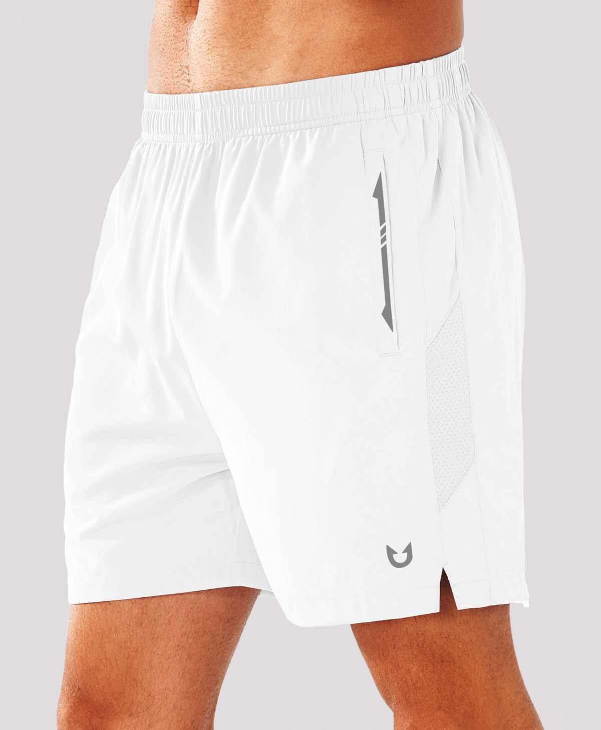 
Men's 5 Inch Inseam Workout Stretch Sweat Shorts for Cycling & Running — WHITE