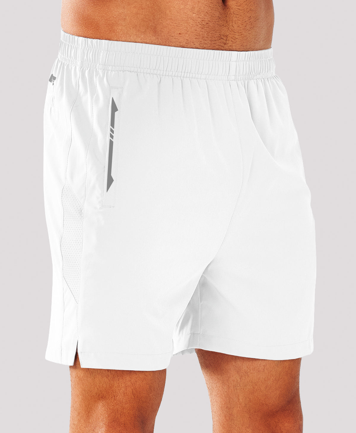 
Men's 5 Inch Inseam Workout Stretch Sweat Shorts for Cycling & Running — WHITE