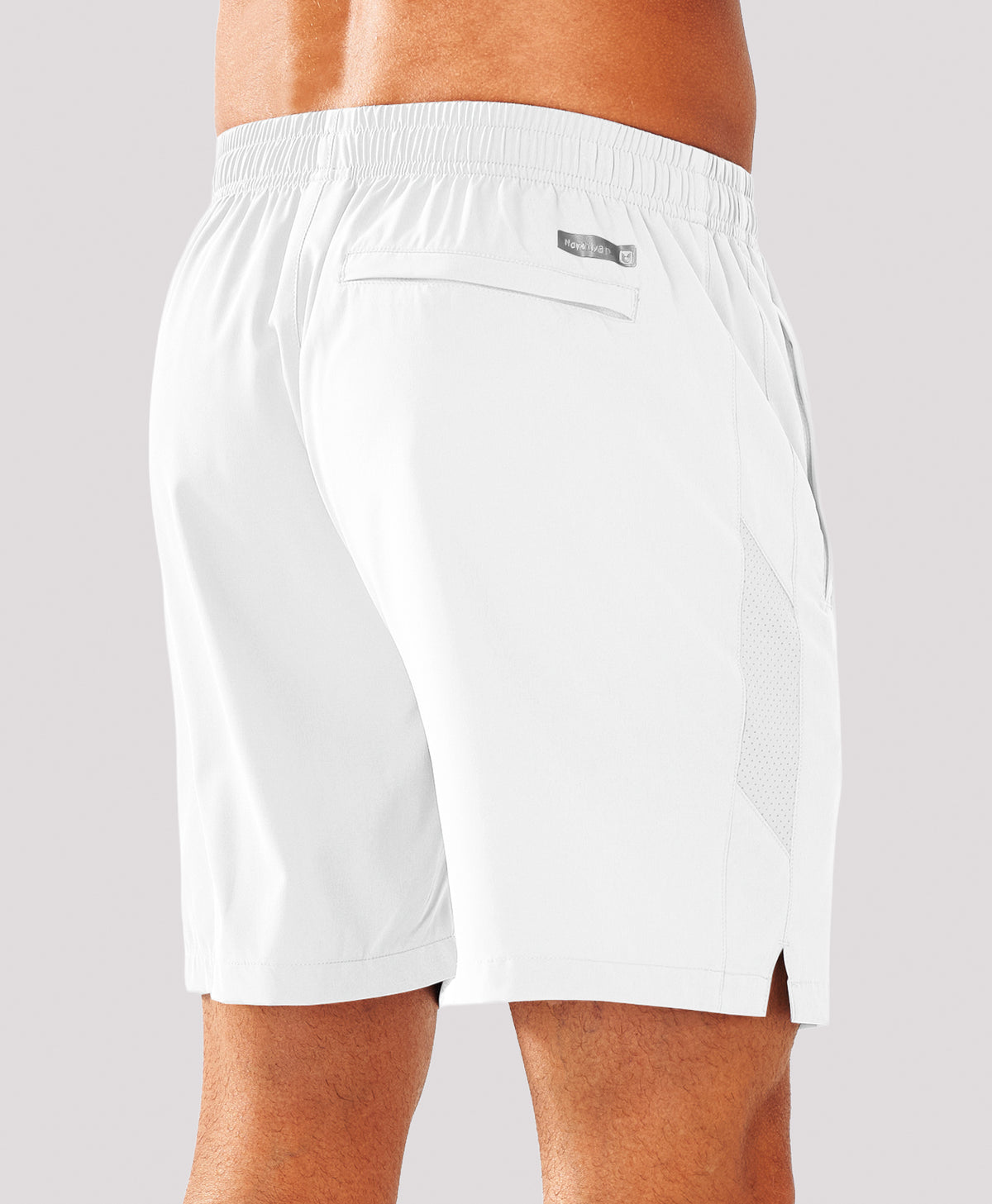 
Men's 5 Inch Inseam Workout Stretch Sweat Shorts for Cycling & Running — WHITE