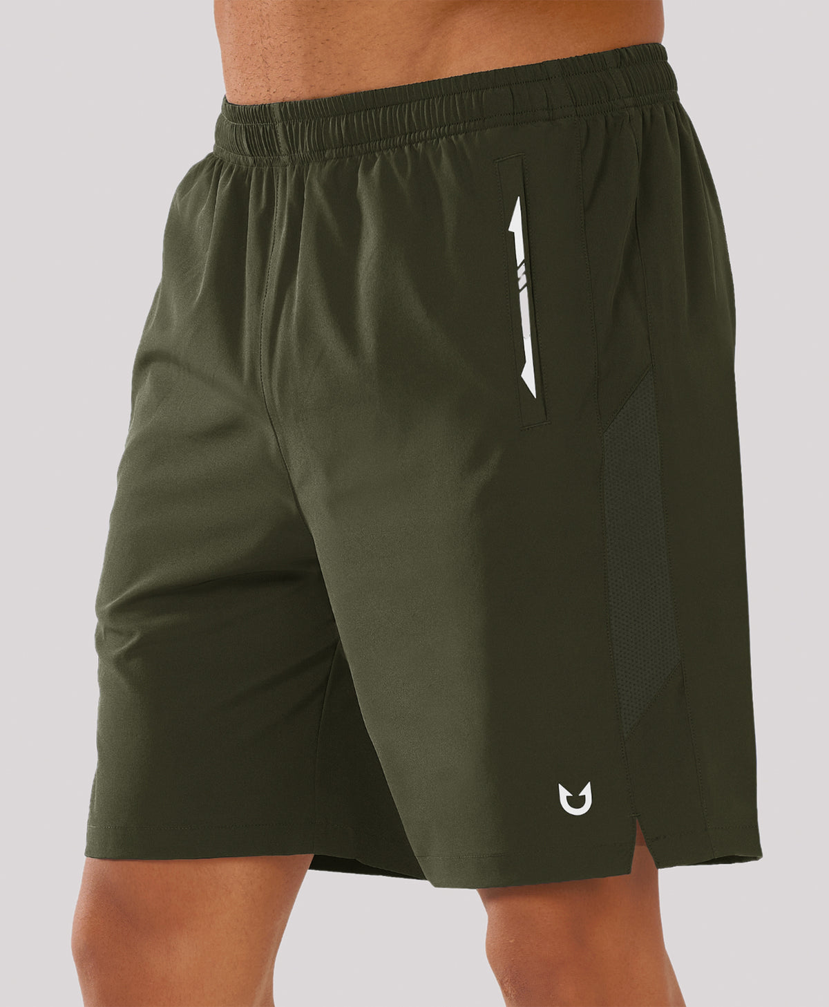 
Men's 7" Stretchy Performance Pickleball Shorts with Triple Secure Zipper Pockets — ARMYGREEN