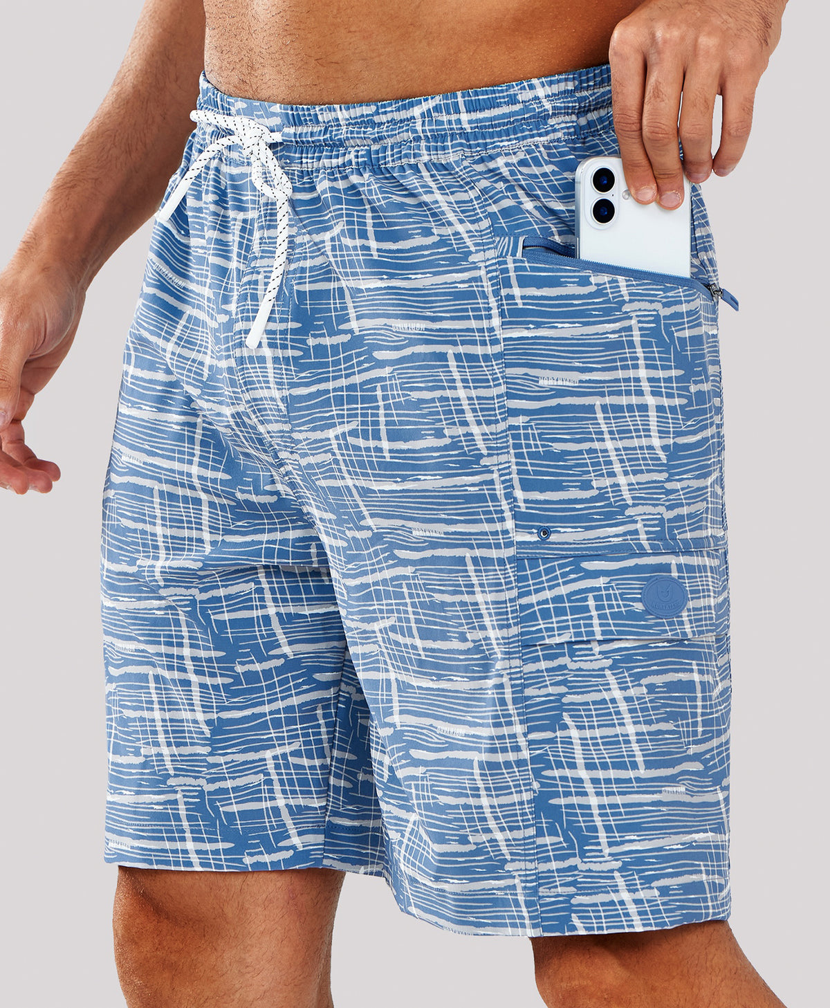 
Men's 9" Quick-Dry Water-Repellent Swim Trunks — BLUEWHITELINES
