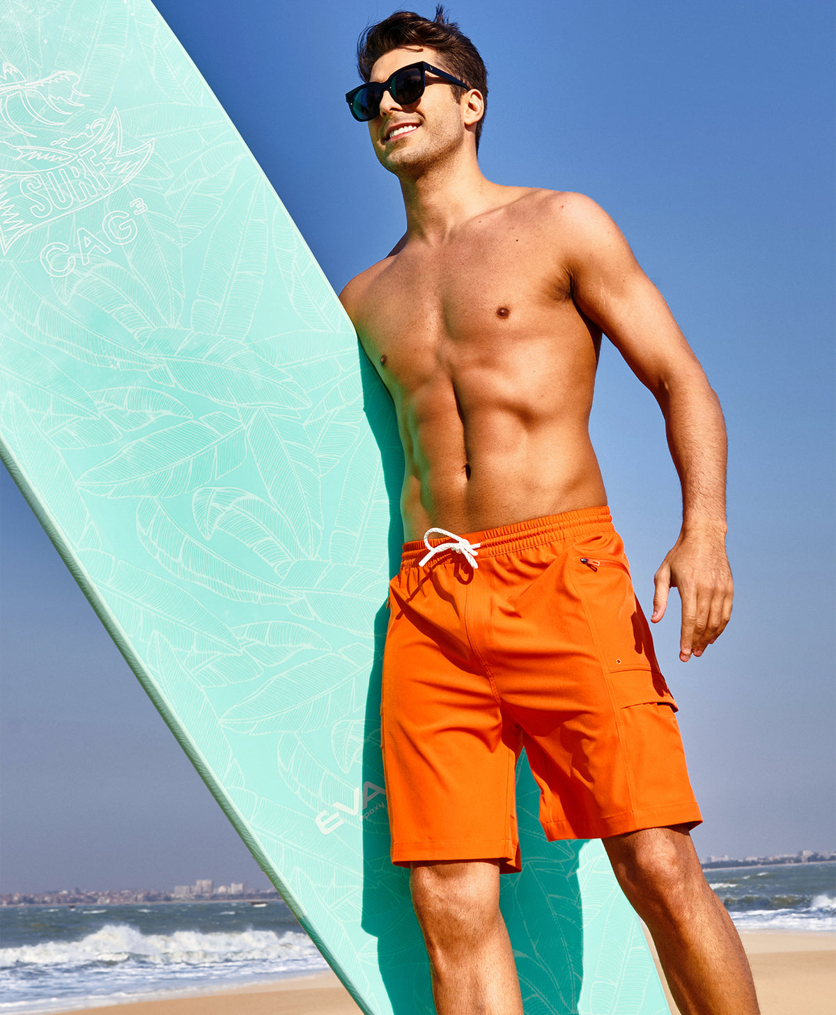 
Men's 9" Quick-Dry Water-Repellent Swim Trunks — ORANGE