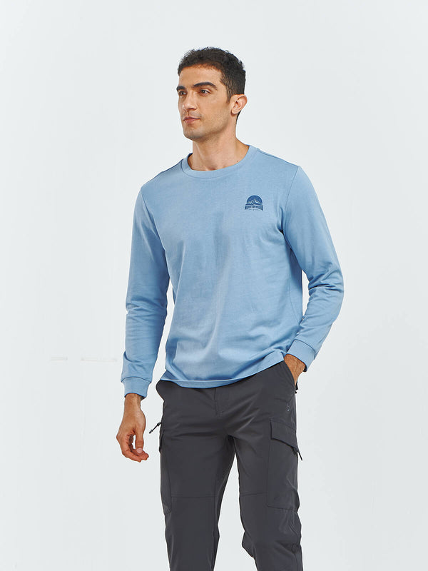 Men's Cotton Long Sleeve T-Shirts Graphic Casual Crew Neck for Work