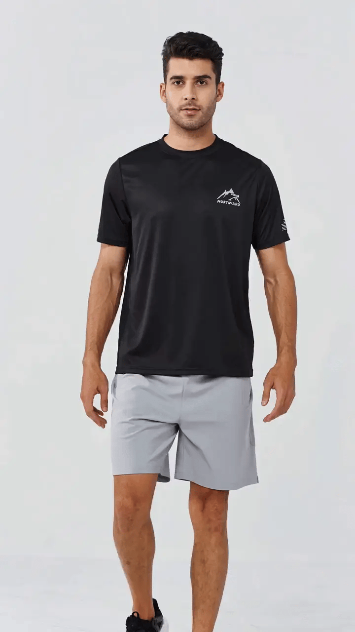 Men's Athletic Running T-Shirts Short Sleeve Workout Dry fit Gym Sport
