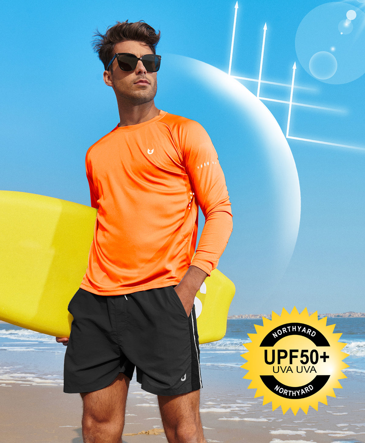 
Men's Ultra-Soft UPF 50+ Long Sleeve  T-Shirts — ORANGE