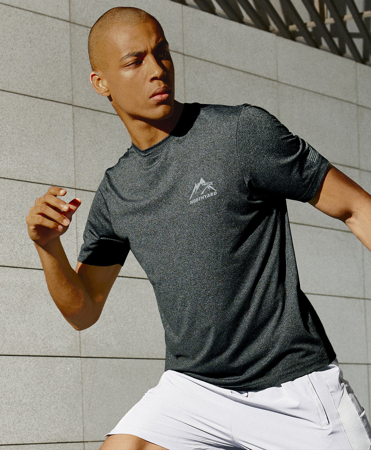 
Men's Athletic Running T-Shirts Short Sleeve Workout Dry fit Gym Sport — Smoke Heather
