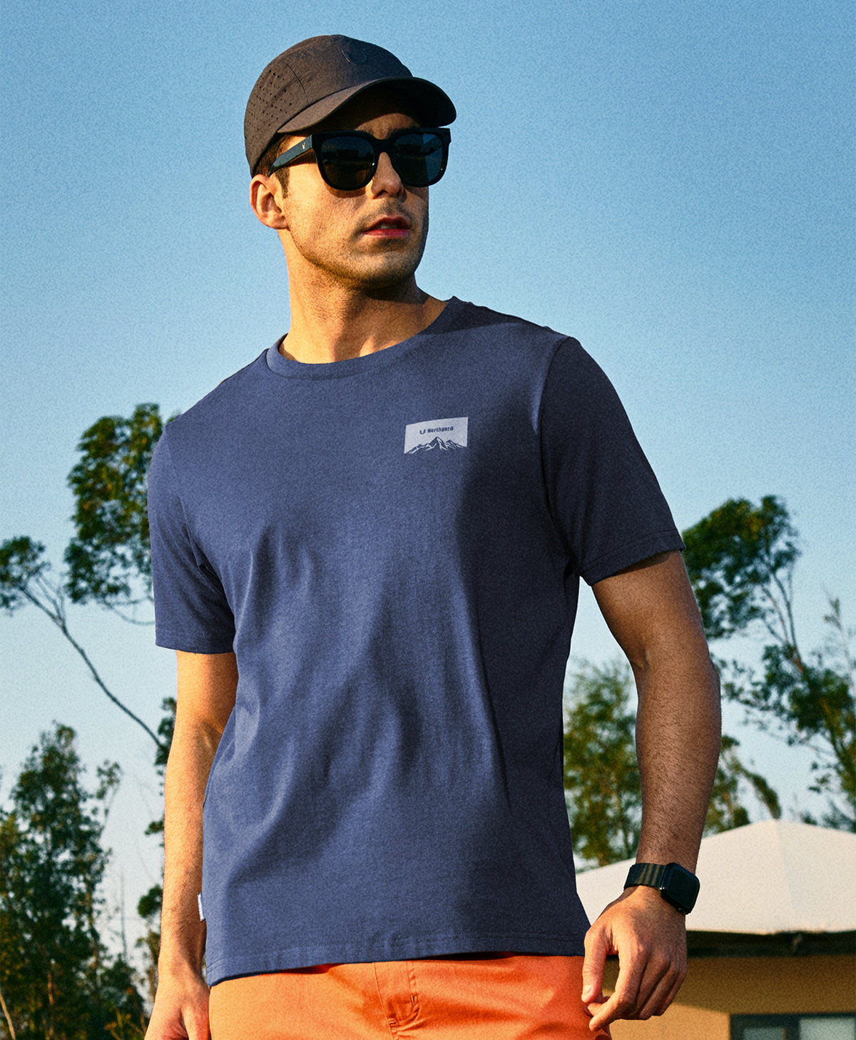 
Men's Heavyweight Cotton Graphic T-Shirt Durable Relaxed-Fit — NAVY