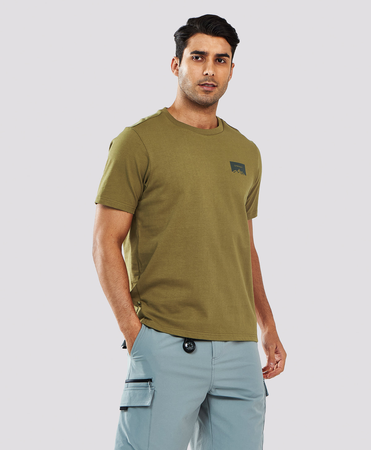 
Men's Heavyweight Cotton Graphic T-Shirt Durable Relaxed-Fit — OLIVE