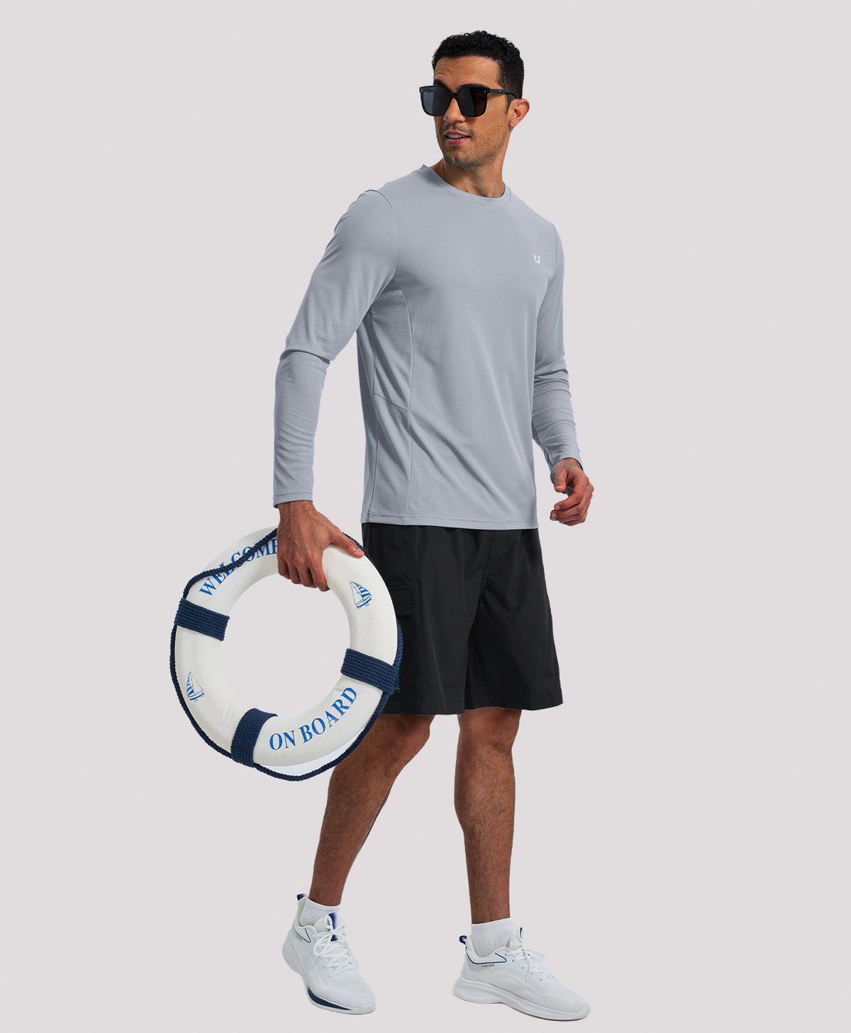 Northyard Men's UV Long Sleeve T-Shirts UPF50+ Thumb Holes for Fishing Hiking #color_LIGHTGREY