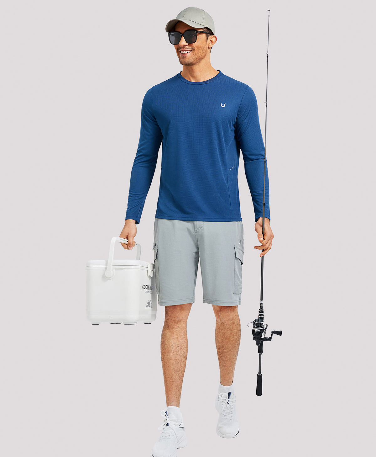 
Men's UV VaporGrid Long Sleeve T-Shirts UPF50+ Thumb Holes for Fishing — NAVY