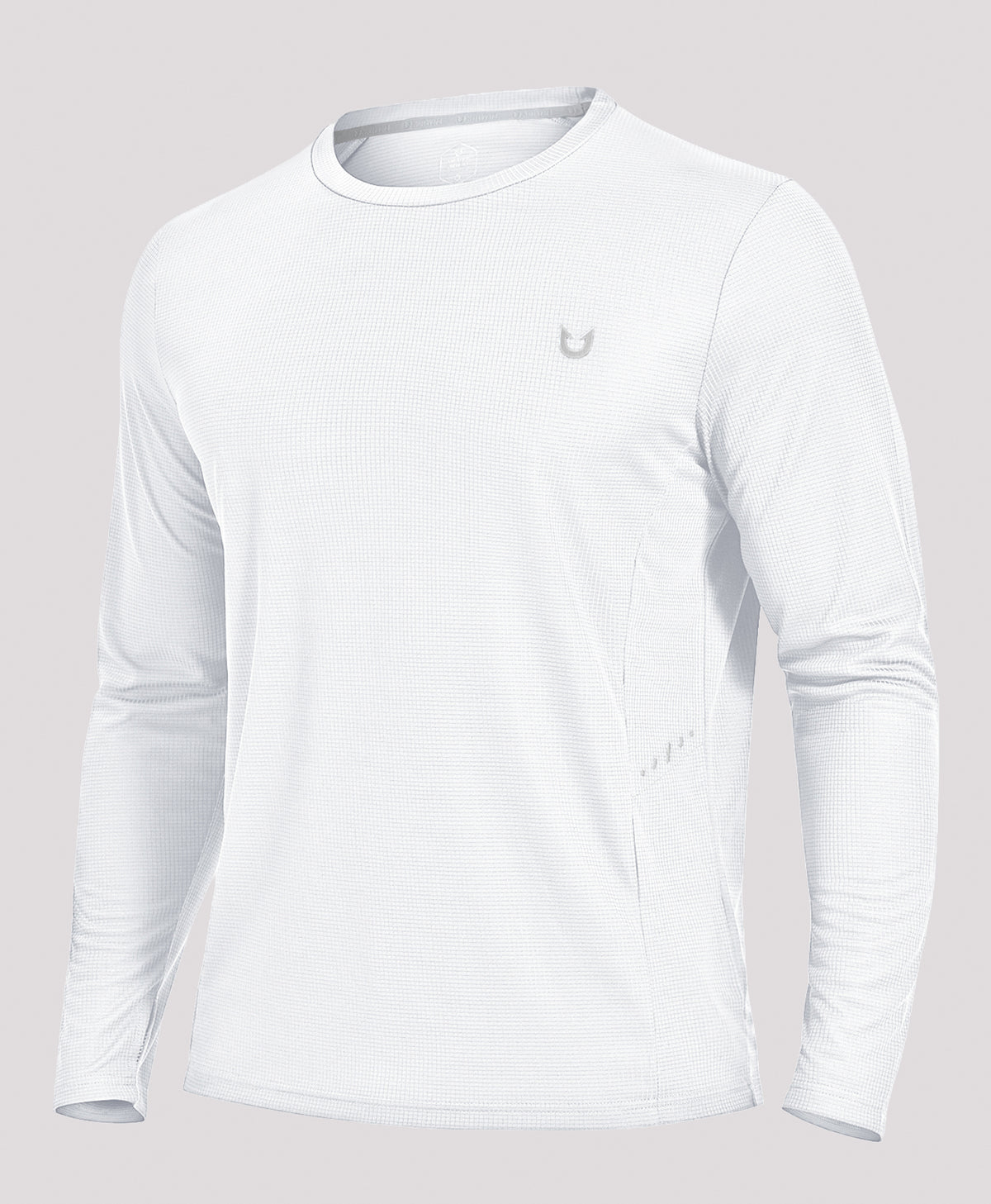 
Men's UV VaporGrid Long Sleeve T-Shirts UPF50+ Thumb Holes for Fishing — WHITE