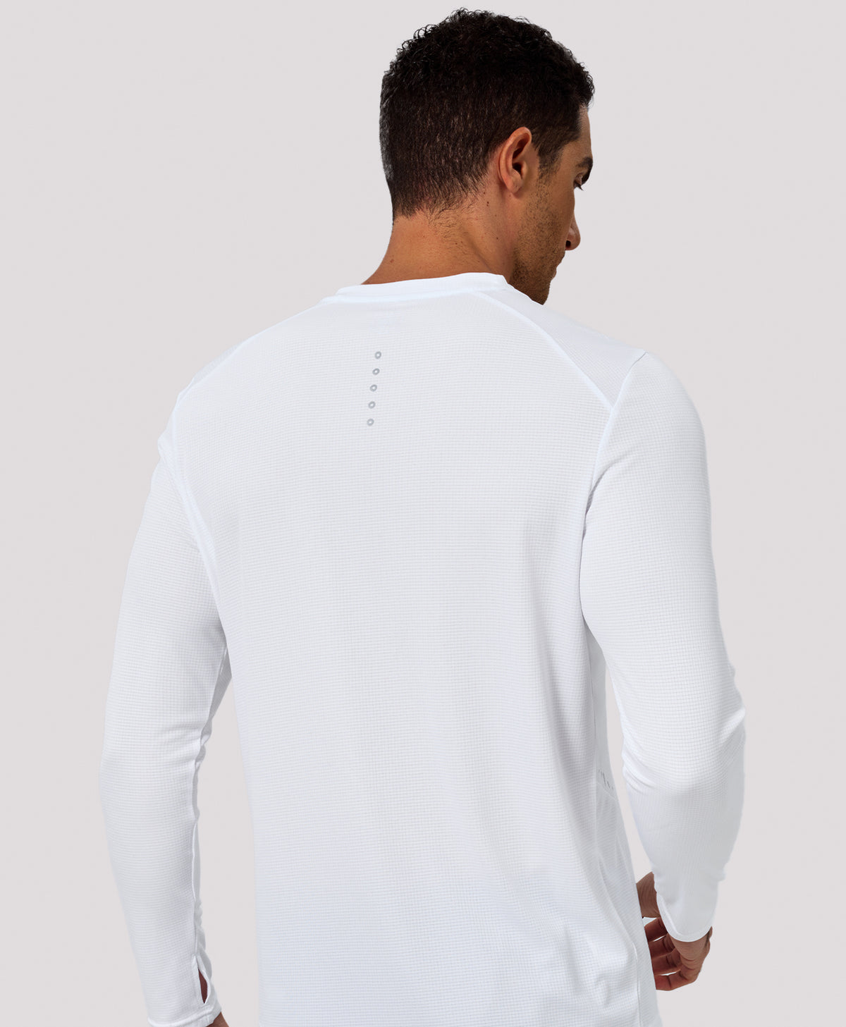 
Men's UV VaporGrid Long Sleeve T-Shirts UPF50+ Thumb Holes for Fishing — WHITE