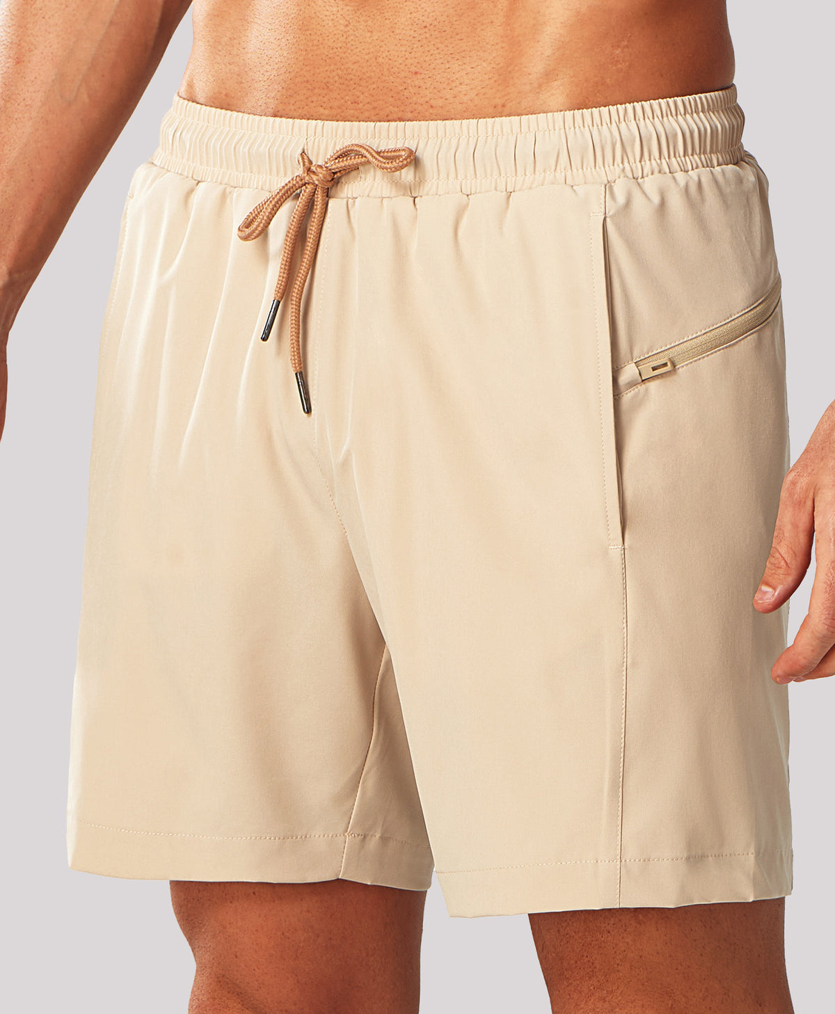 
Men's 2-in-1 High-Stretch 7" Swim Trunks with Pockets — KHAKI