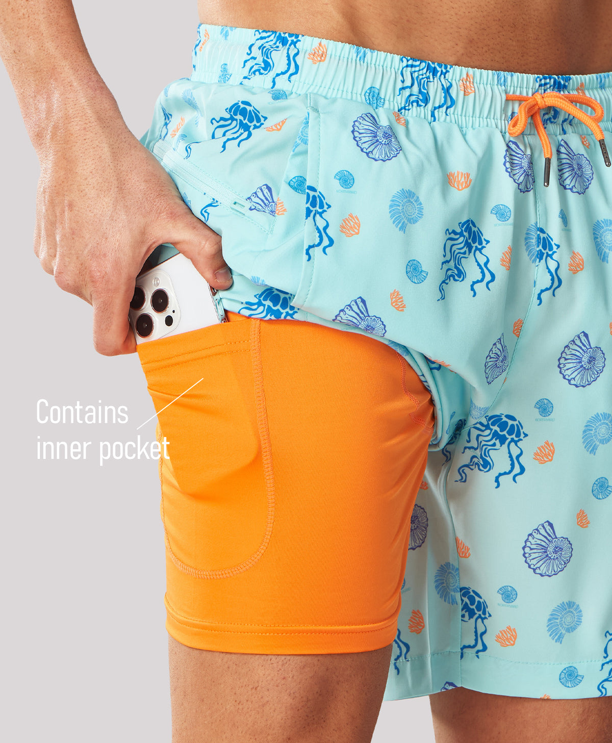 
Men's 2-in-1 High-Stretch 7" Swim Trunks with Pockets — LAKEBLUESEASHELL