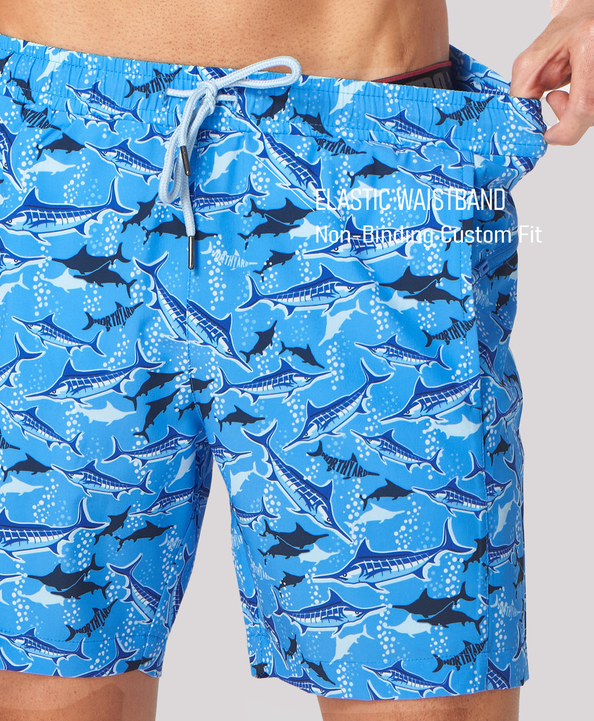 NORTHYARD Men's 2-in-1 High-Stretch 7" Swim Trunks with Pockets Quick Dry Drainage beach Board Shorts
#Color_OCEANSHARK