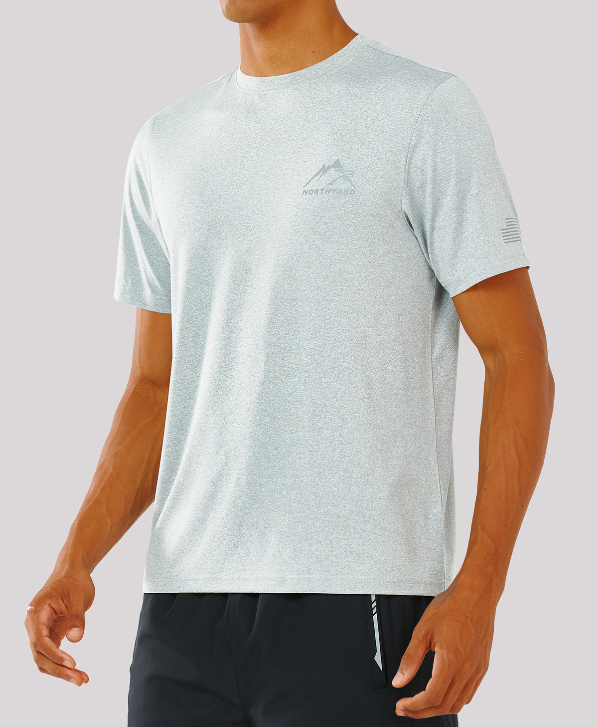 
Men's Athletic Running T-Shirts Short Sleeve Workout Dry fit Gym Sport — Grey Heather