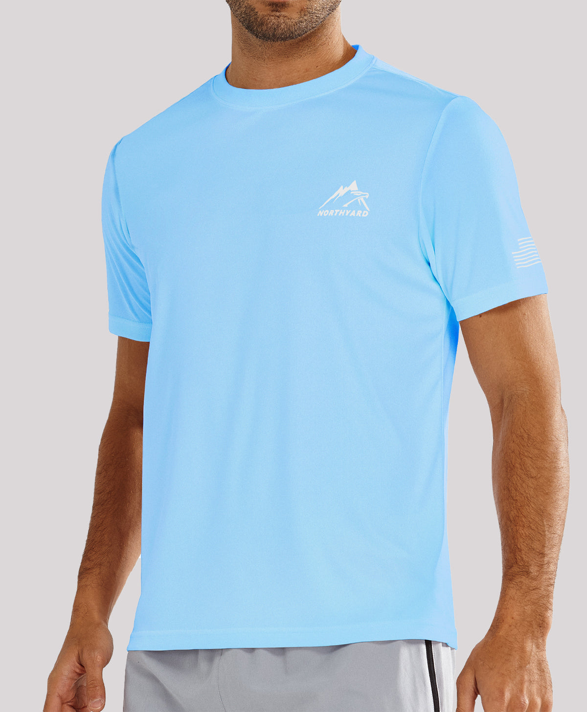
Men's Athletic Running T-Shirts Short Sleeve Workout Dry fit Gym Sport — Sky Blue