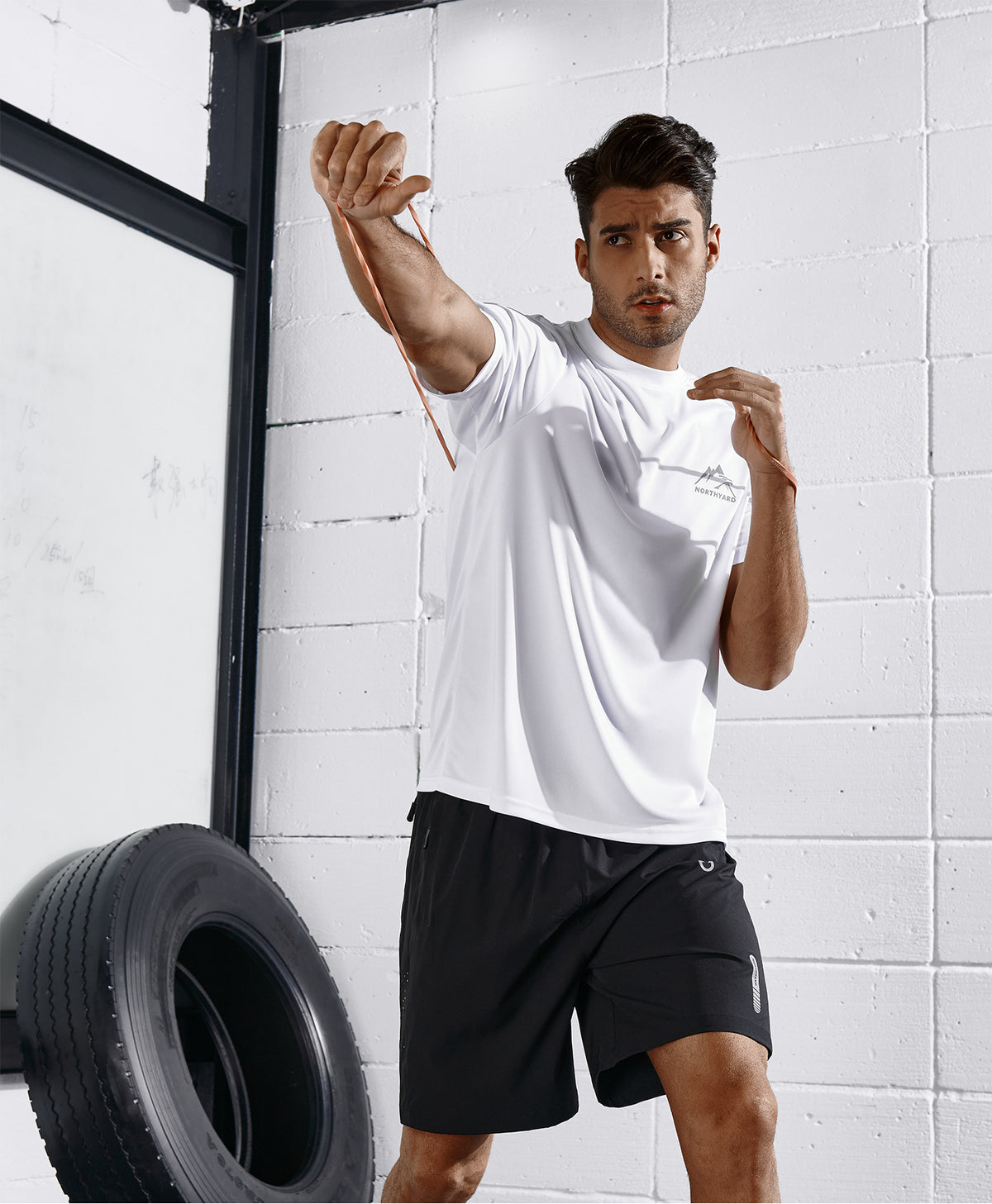 
Men's Athletic Running T-Shirts Short Sleeve Workout Dry fit Gym Sport — WHITE