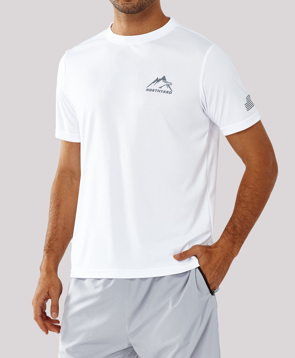 
Men's Athletic Running T-Shirts Short Sleeve Workout Dry fit Gym Sport — WHITE