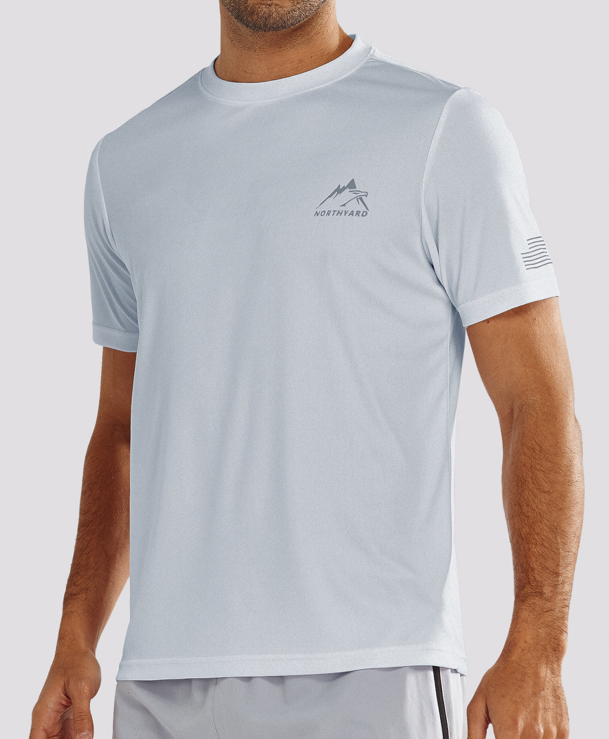 
Men's Athletic Running T-Shirts Short Sleeve Workout Dry fit Gym Sport — Light Grey