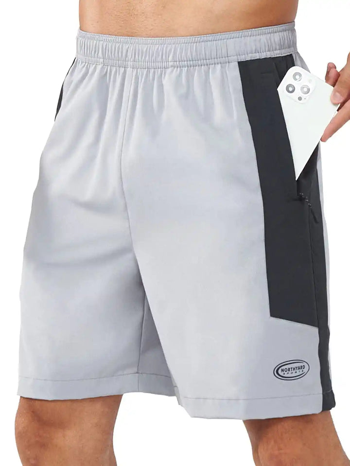 Men's Light Grey Athletic 7" Shorts With Zipper Pockets