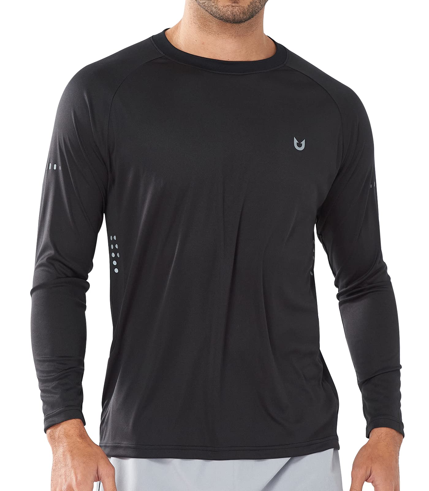 Northyard Men's Black Lightweight Long Sleeve Running Shirts Fishing Sun Undershirts