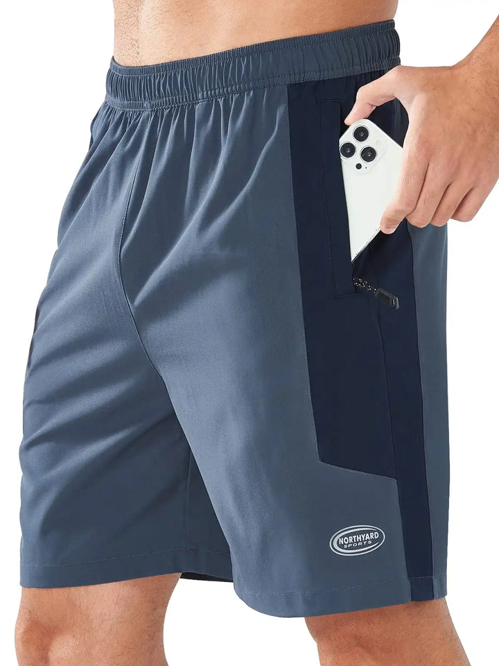 Men's Cool Grey Athletic 7" Shorts With Zipper Pockets
