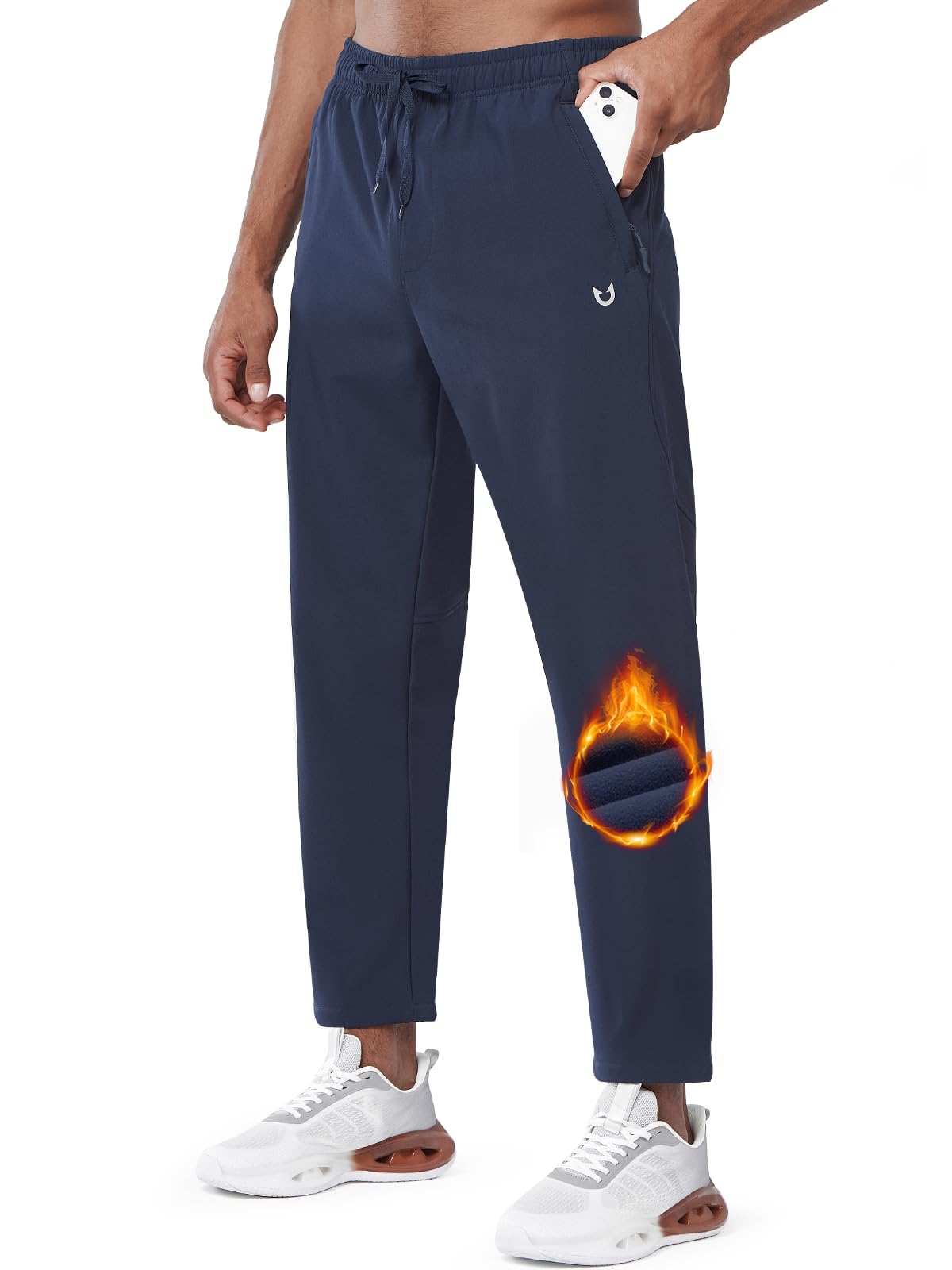 Men's Navy Fleece Lined Pants Baggy Lounge Golf Work Casual Sweatpants