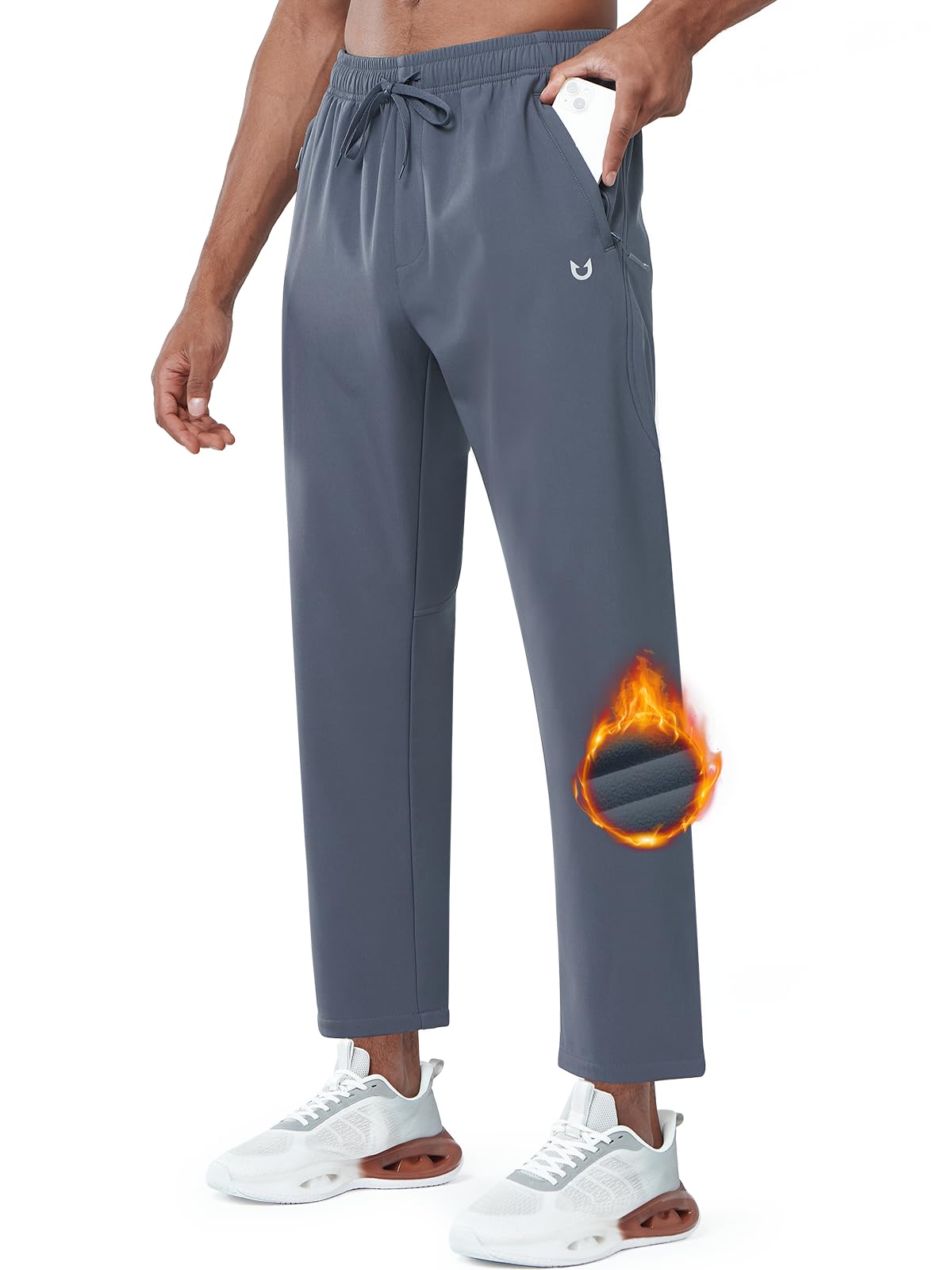 Men's Cool Grey Fleece Lined Pants Baggy Lounge Golf Work Casual Sweatpants