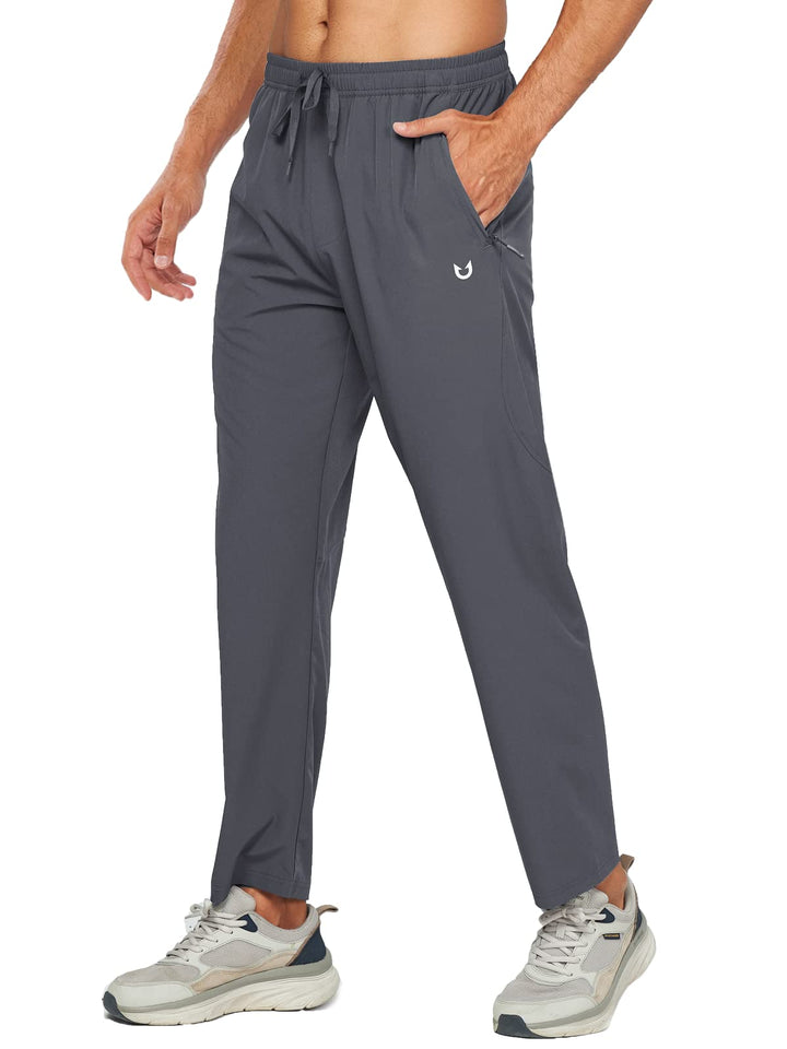 Men Casual Loose Straight Leg Pants Elastic Waist Wide Leg Cargo Pants Solid Color Workout Athletic Pants