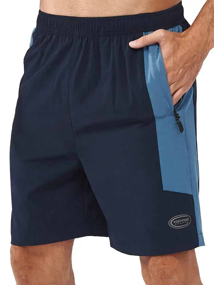 Men's Navy Athletic 7" Shorts With Zipper Pockets