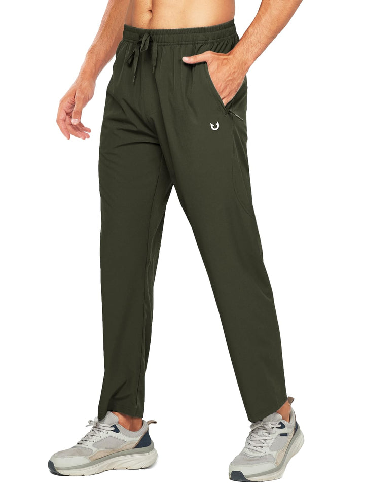 Northyard Men's Army Green Athletic Works Sweatpants Lightweight with Pockets for Gym Track