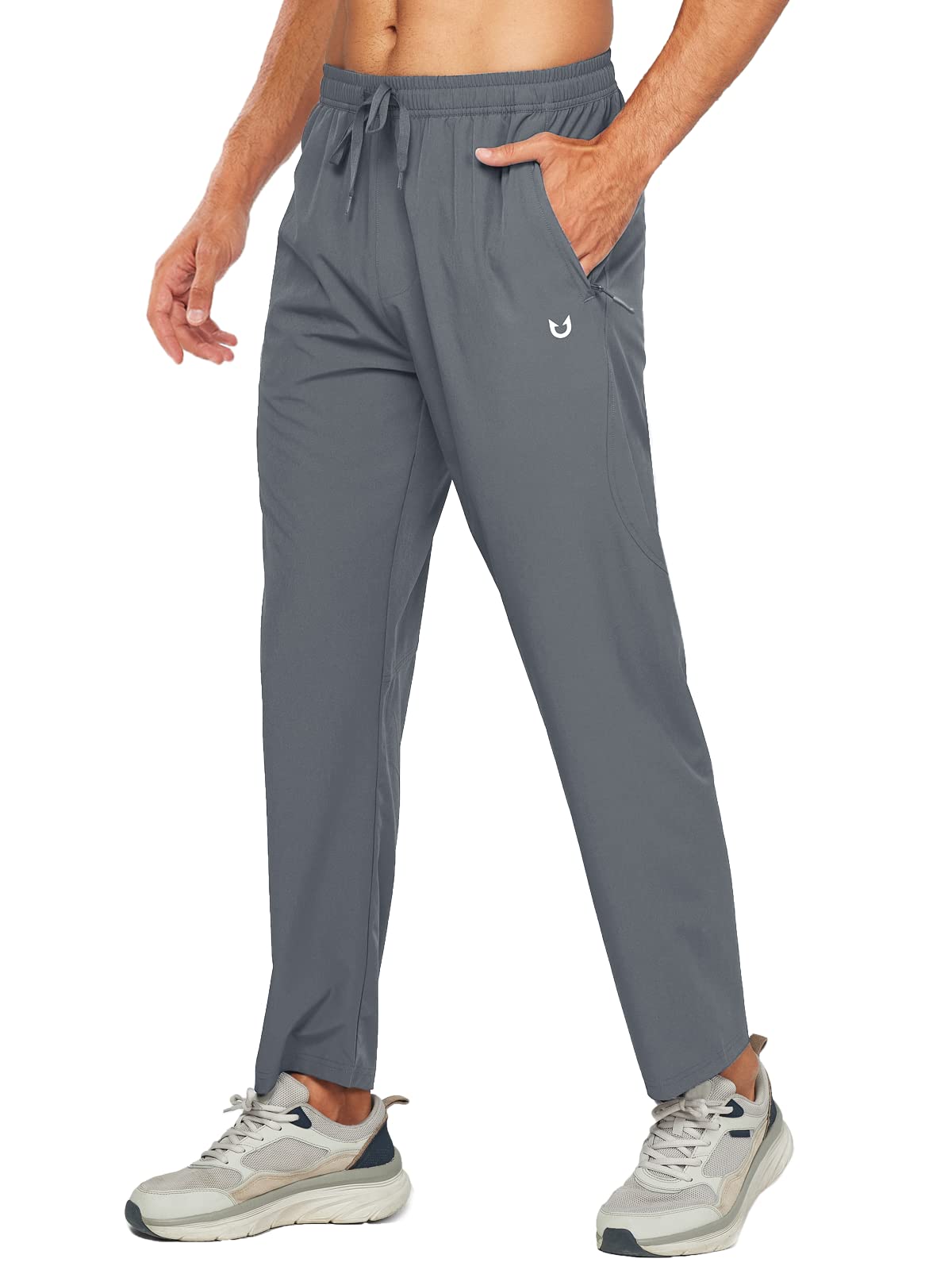 Northyard Men's Smoke Grey Athletic Works Sweatpants Lightweight with Pockets for Gym Track