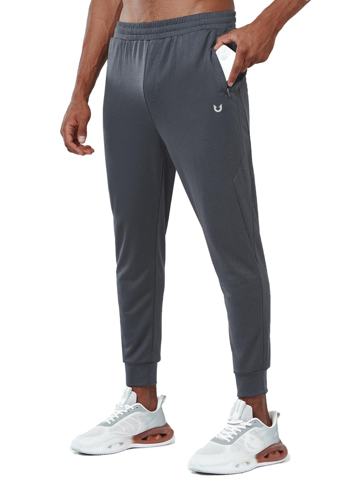 Men's Dark Grey Exercise Workout Joggers Tapered Lightweight Pants For Gym Hiking