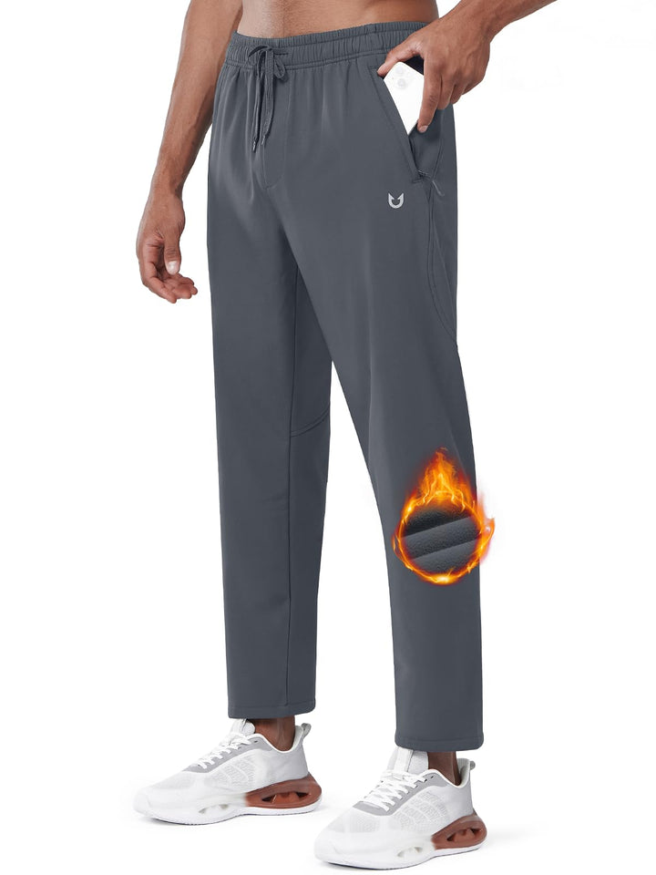 Men's Dark Grey Fleece Lined Pants Baggy Lounge Golf Work Casual Sweatpants