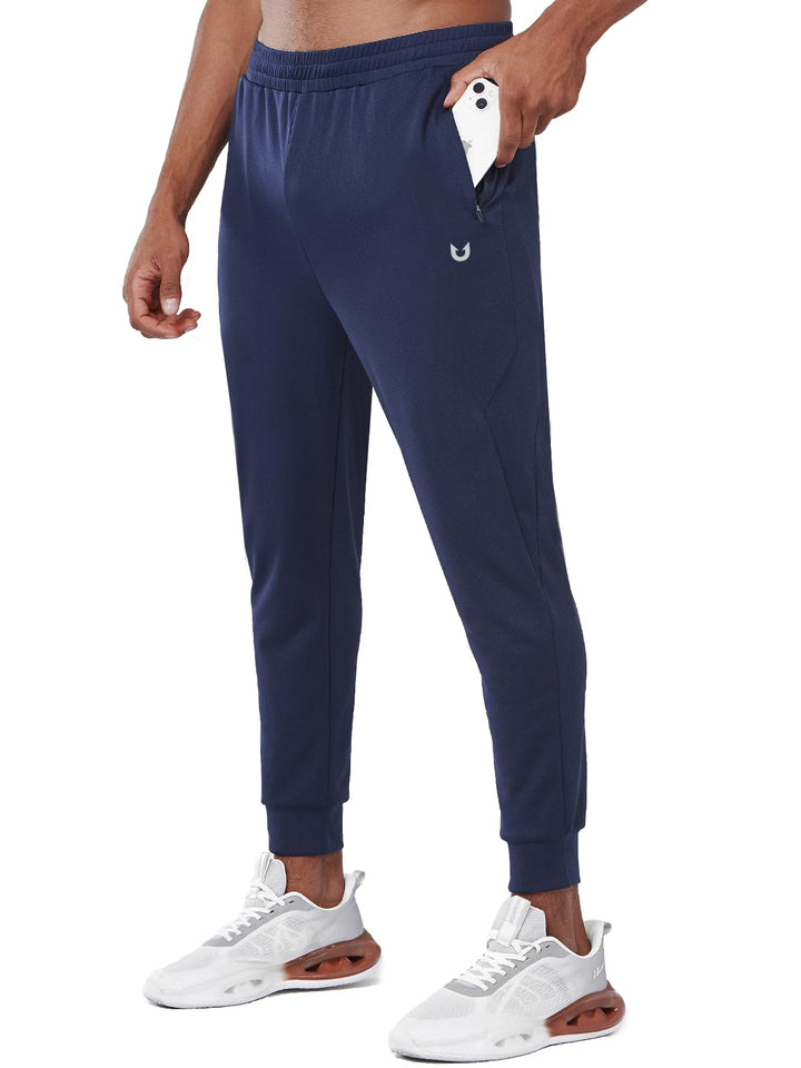 Men's Navy Exercise Workout Joggers Tapered Lightweight Pants For Gym Hiking