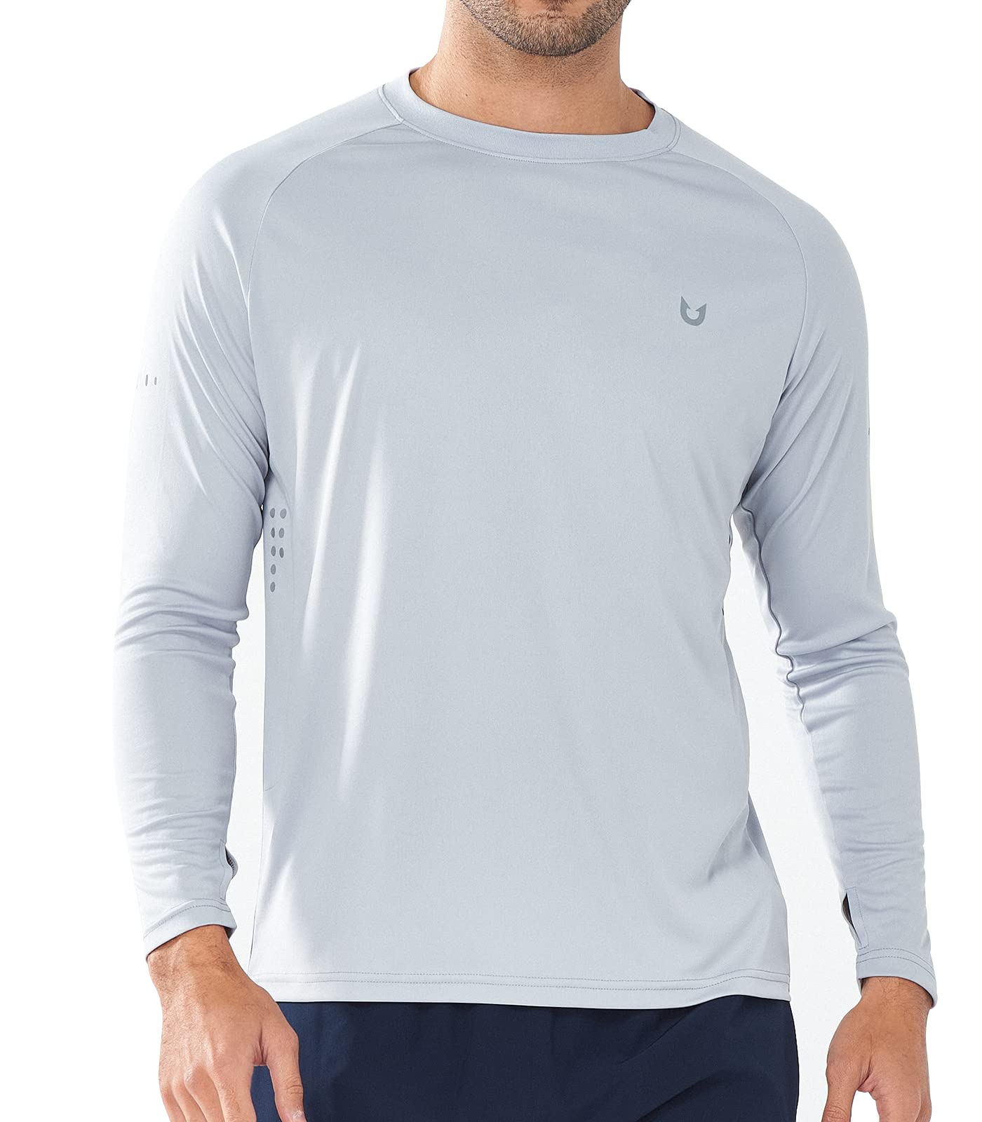 Northyard Men's Light Grey Lightweight Long Sleeve Running Shirts Fishing Sun Undershirts