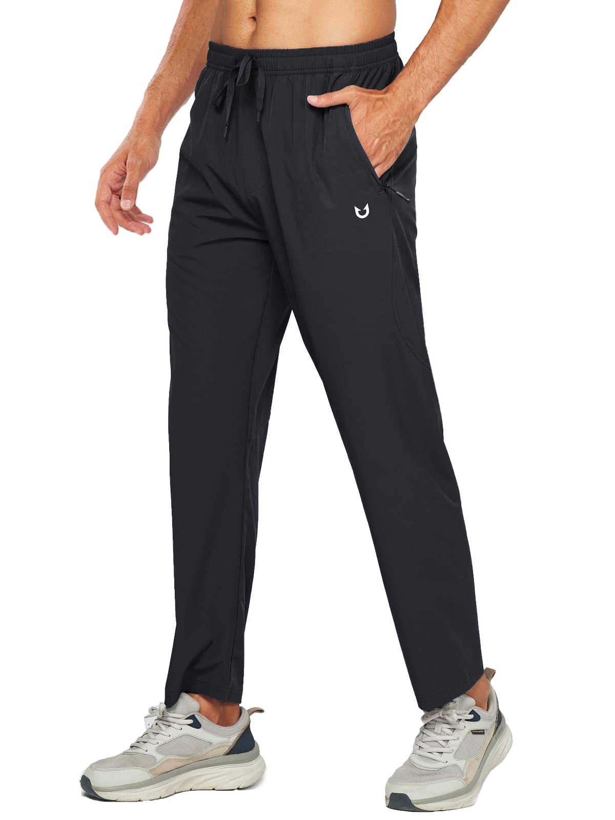 Northyard Men's Black Athletic Works Sweatpants Lightweight with Pockets for Gym Track