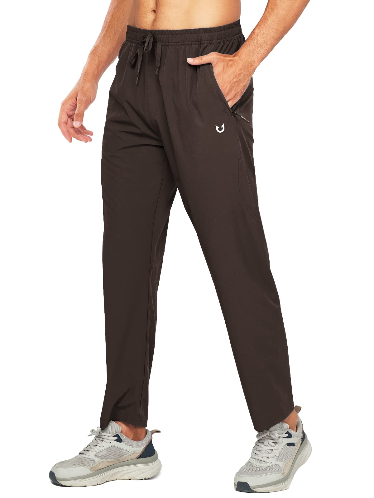 Northyard Men's Brown Athletic Works Sweatpants Lightweight with Pockets for Gym Track