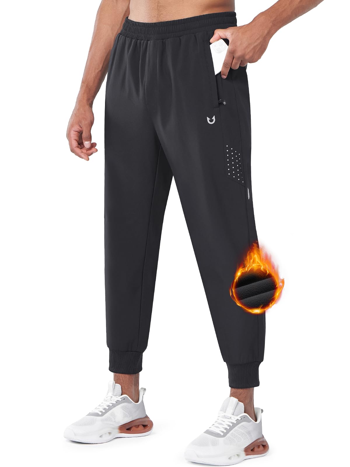 Mens Black Fleece Vuori Joggers Workout Hiking Sweatpants With Zipper Pocket