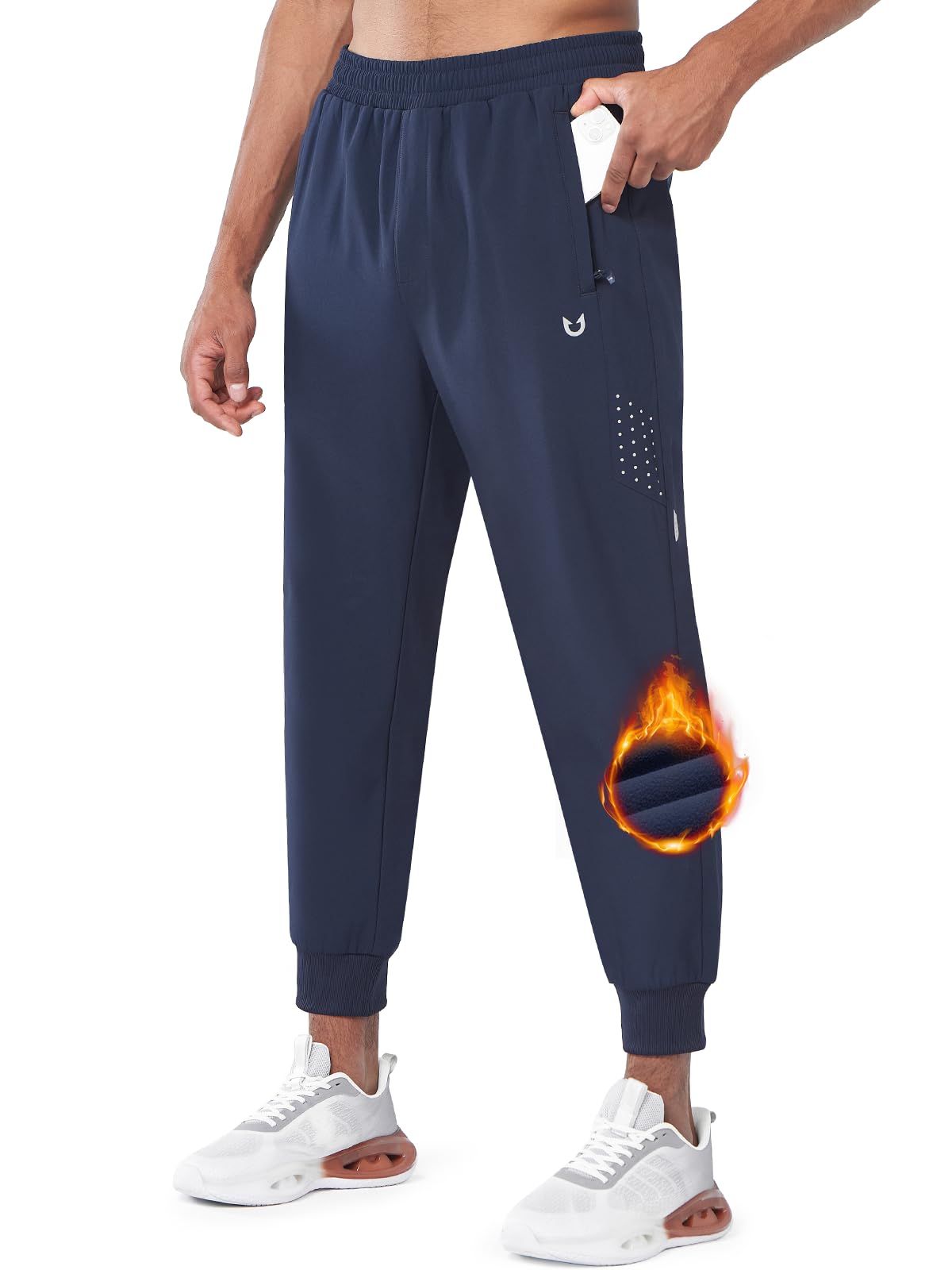 
Mens Navy Fleece Vuori Joggers Workout Hiking Sweatpants With Zipper Pocket