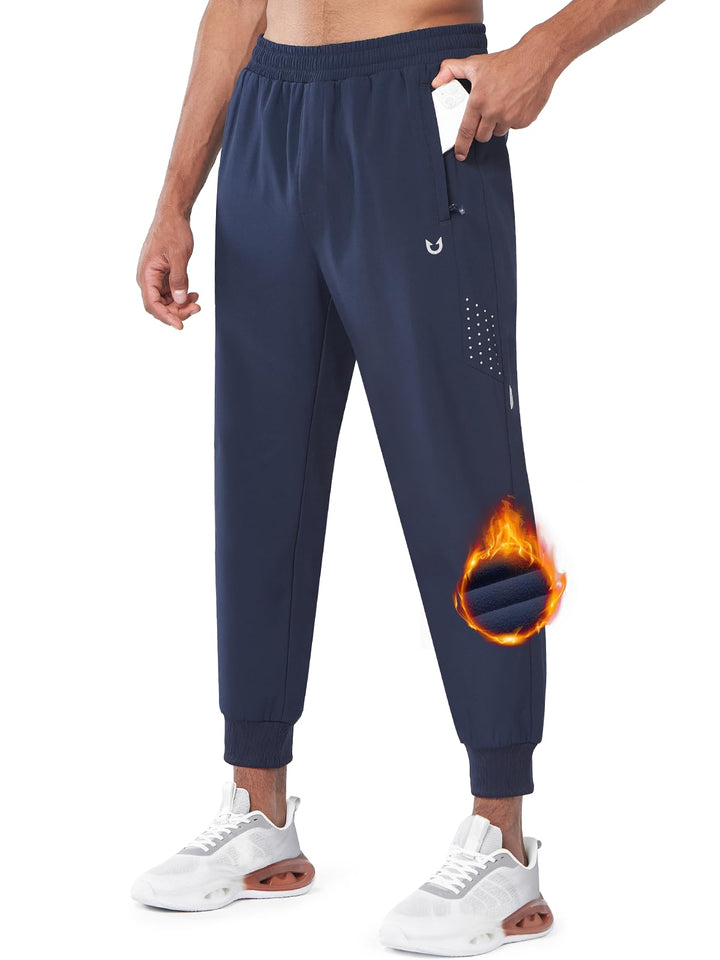 Mens Navy Fleece Vuori Joggers Workout Hiking Sweatpants With Zipper Pocket