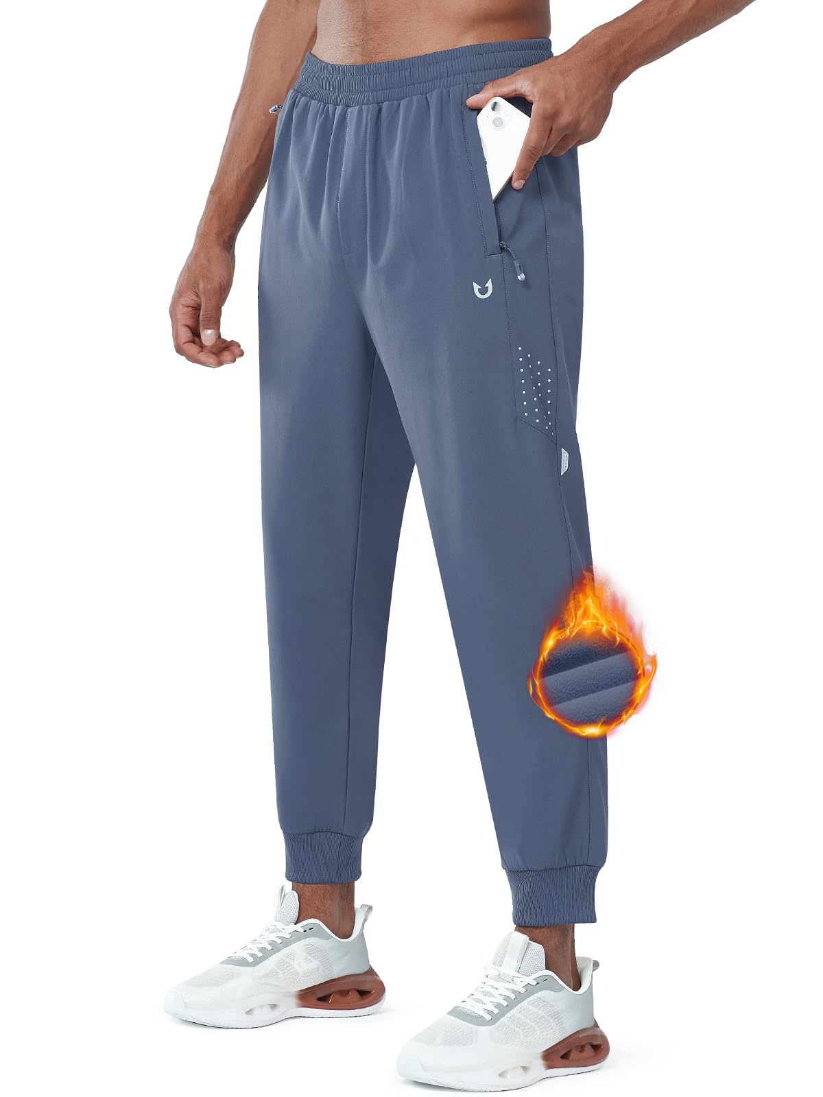 
Mens Cool Grey Fleece Vuori Joggers Workout Hiking Sweatpants With Zipper Pocket
