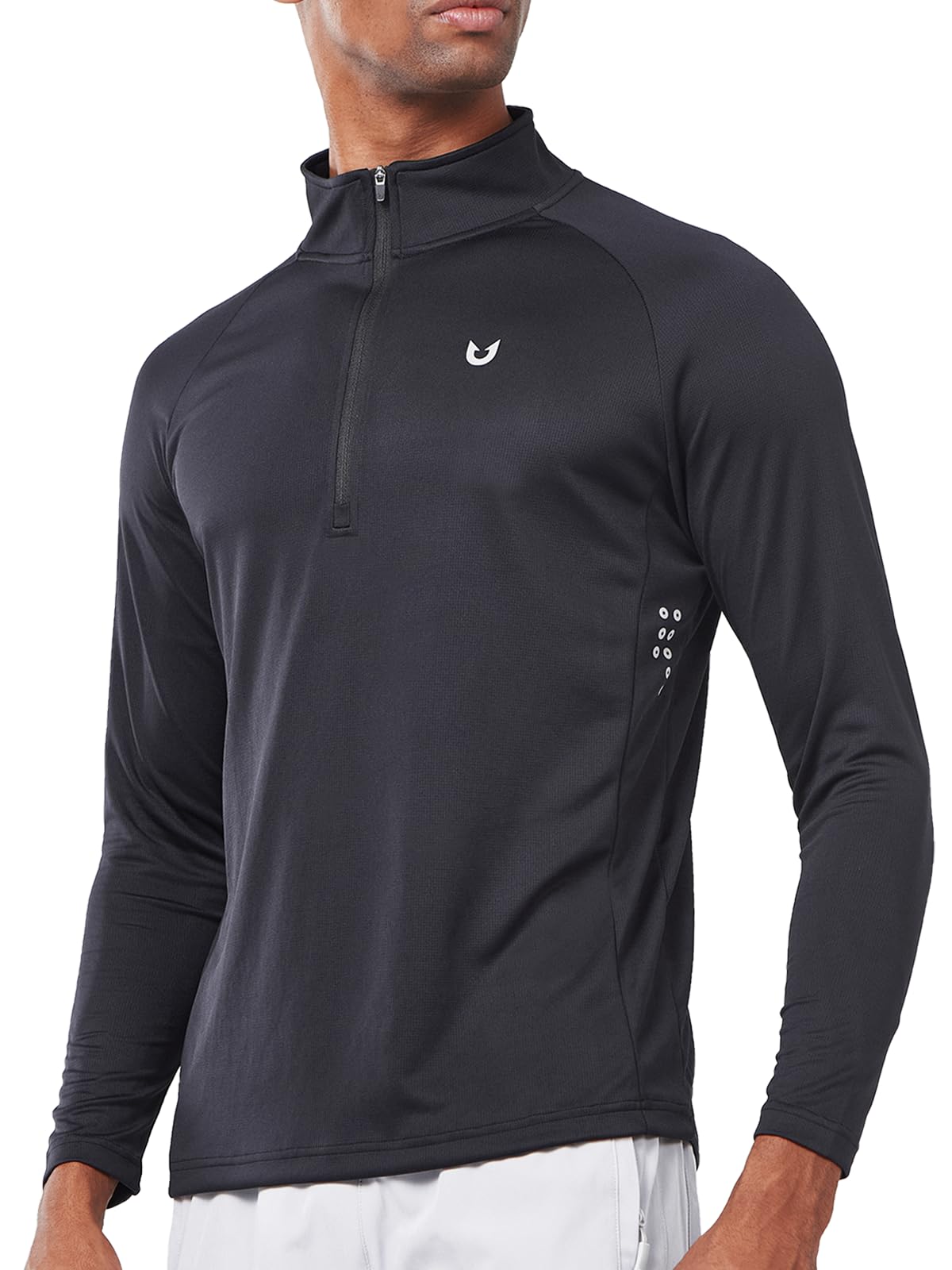 Men's Black Quarter 1/4 Zip Sweatshirt Pullover lightweight Athletic Shirts