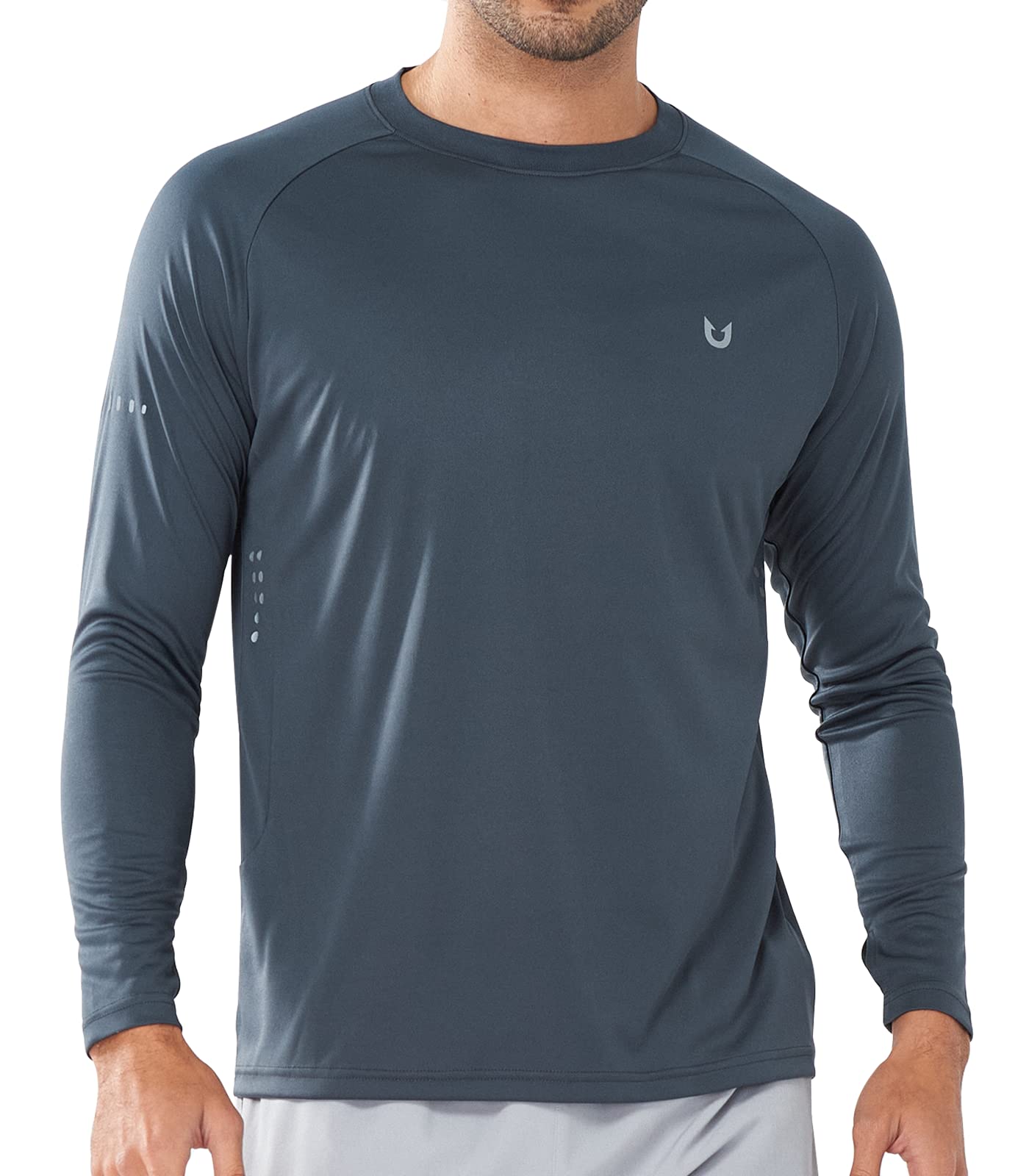 Northyard Men's Dark Grey Lightweight Long Sleeve Running Shirts Fishing Sun Undershirts