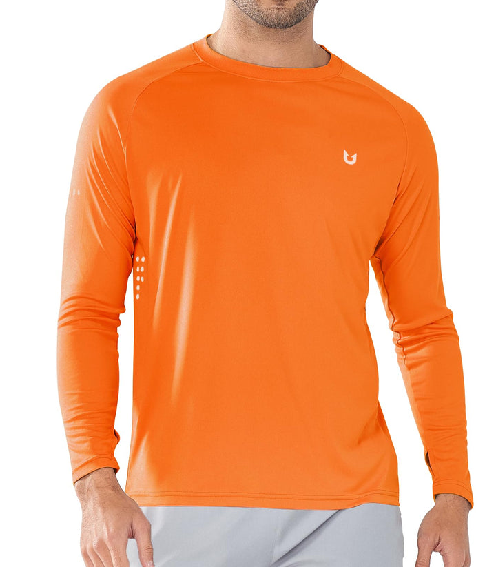 Northyard Men's Orange Lightweight Long Sleeve Running Shirts Fishing Sun Undershirts
