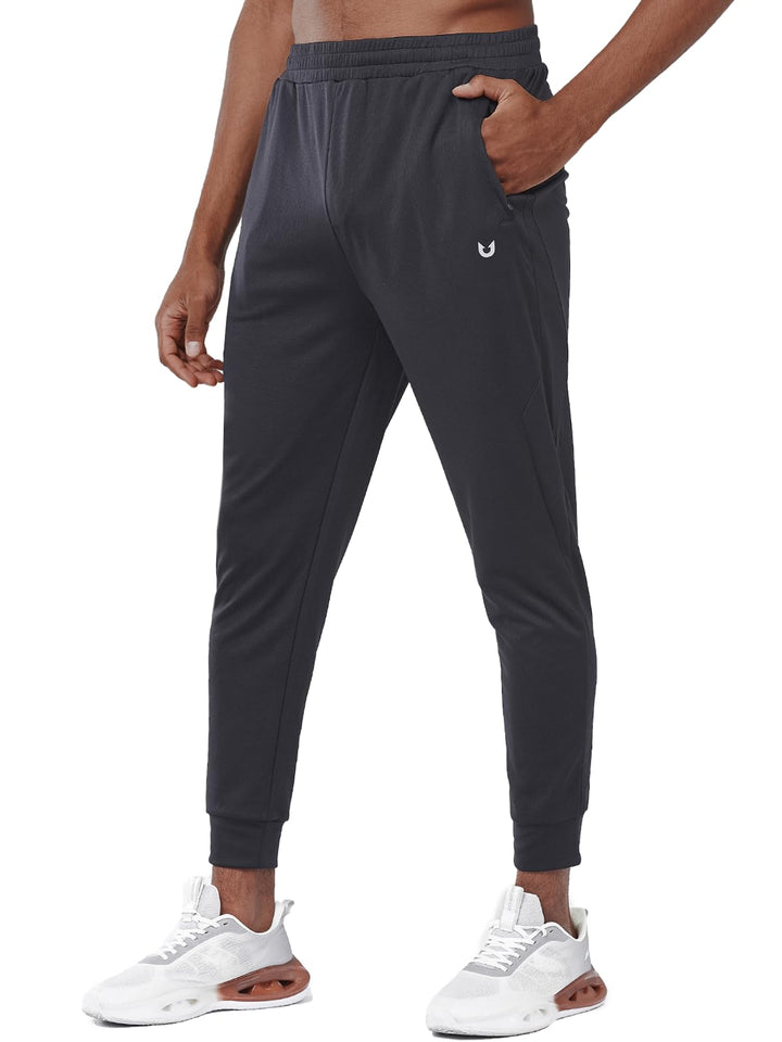 Men's Black Exercise Workout Joggers Tapered Lightweight Pants For Gym Hiking