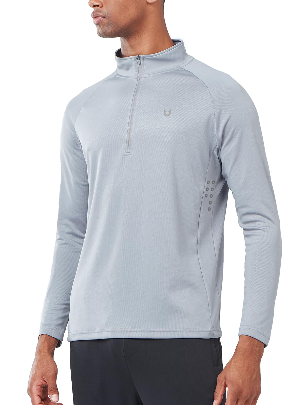 Men's Light Grey Quarter 1/4 Zip Sweatshirt Pullover lightweight Athletic Shirts