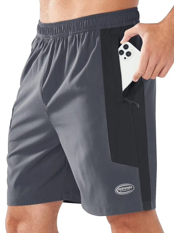 Men's Smoke Grey Athletic 7" Shorts With Zipper Pockets